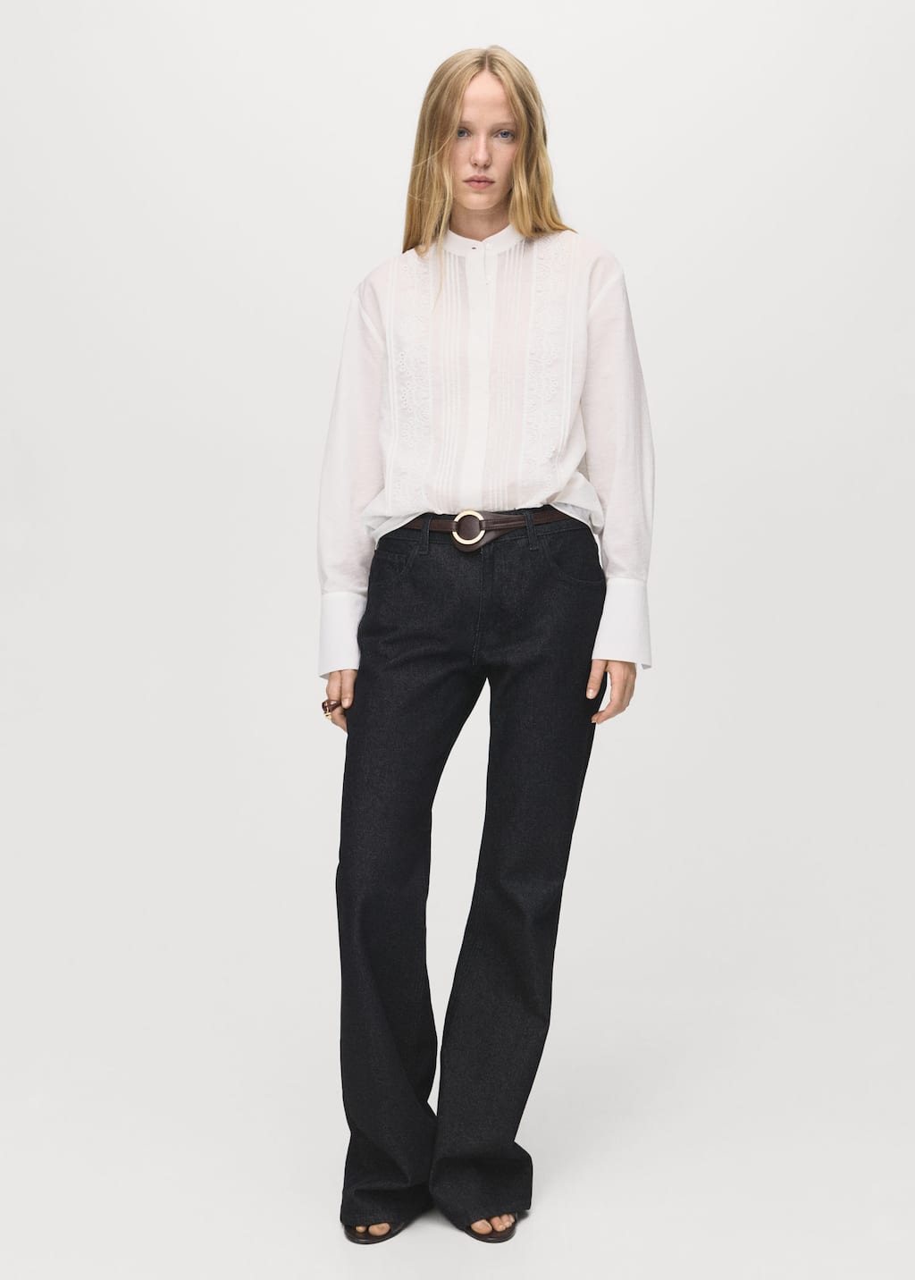 Mango Lace Details Blouse Ecru In Black