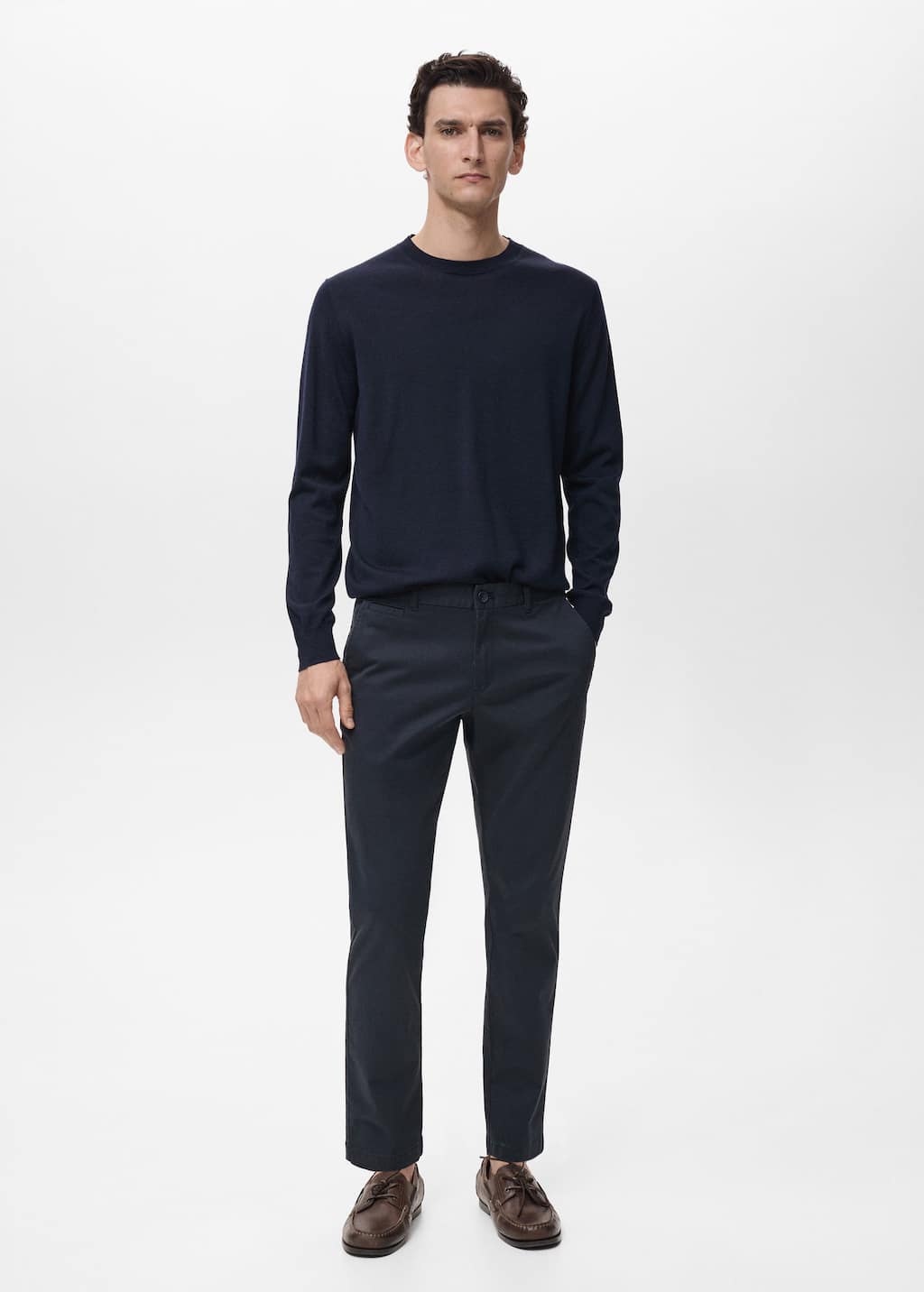 Mango Man Pantalon Prato Chino Cropped Tapered Bleu Marine Foncé - Homme - 46 -