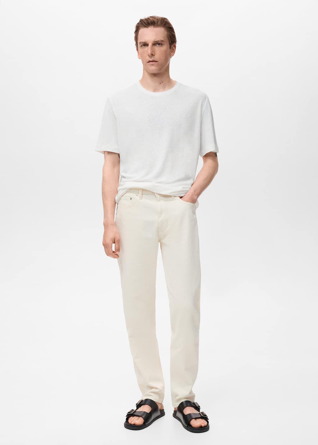 Mango Man T-shirt Lin Slim-fit Blanc - Homme - Xxl -