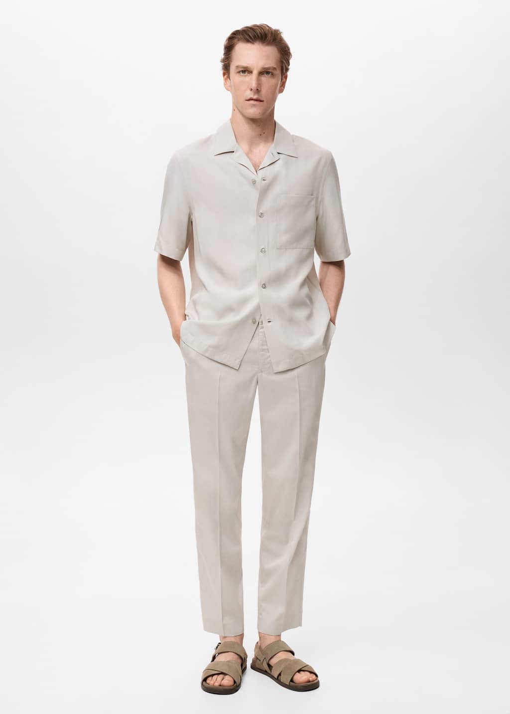Mango Man Regular-fit 100% Tencel Shirt Ice Grey