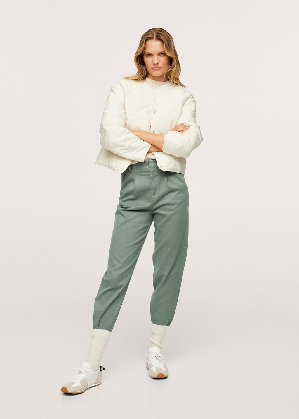 pantalon encerado verde mango