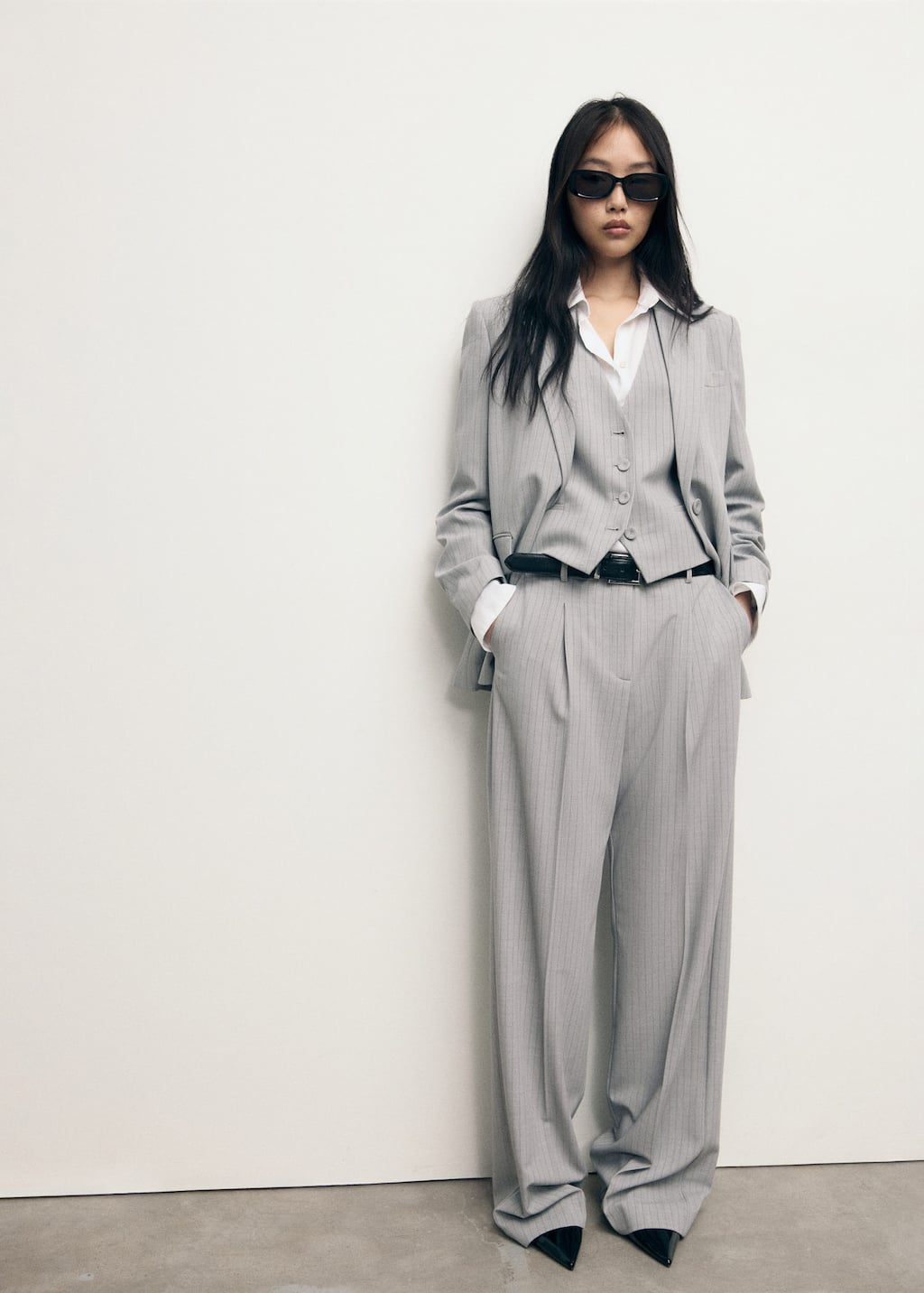 Mango Blazer Costume Rayures Tennis Gris - Femme - Xl - In Gray