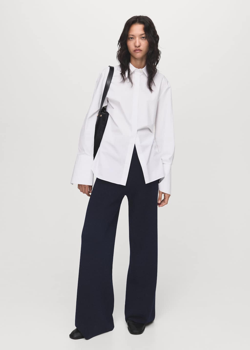 Mango Fine-knit Straight-fit Trousers Dark Navy In Blue