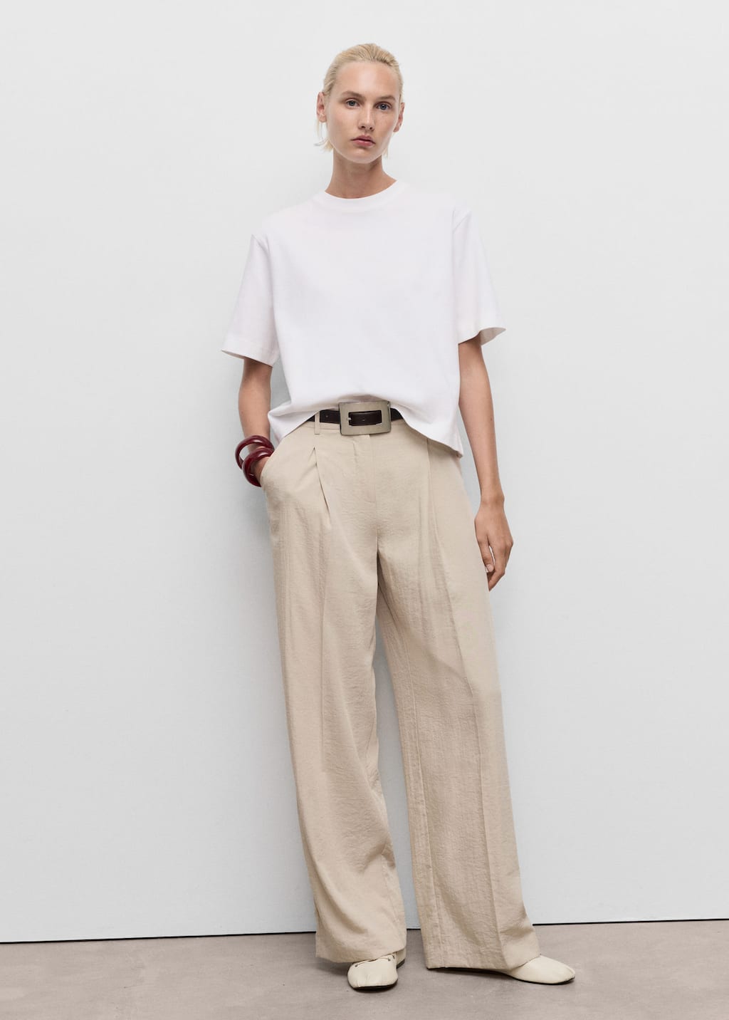 Mango T-shirt En Coton Oversize Blanc Cassé - Femme - Xl - In White