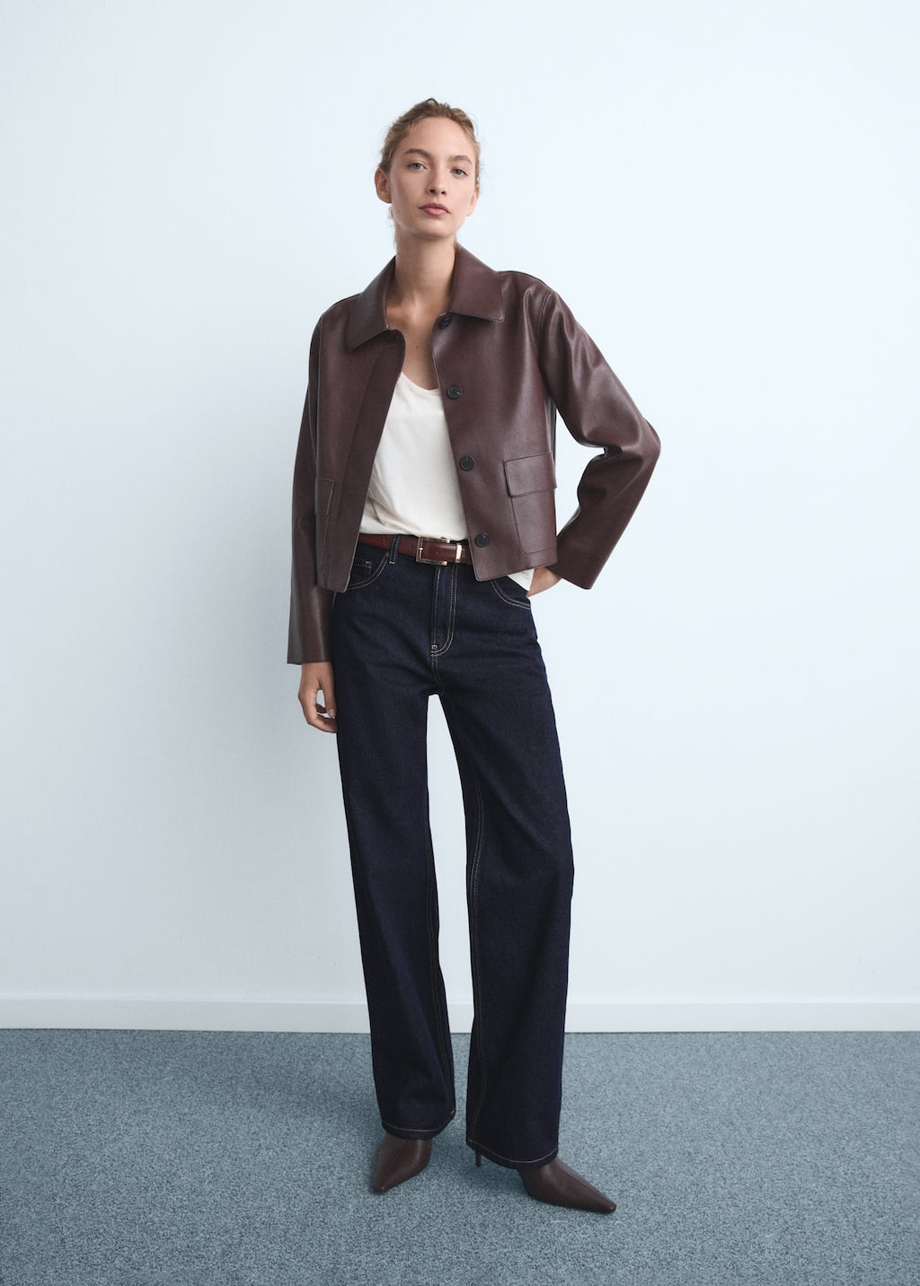 Mango Miami Medium-rise Straight-fit Jeans Open Blue In Black