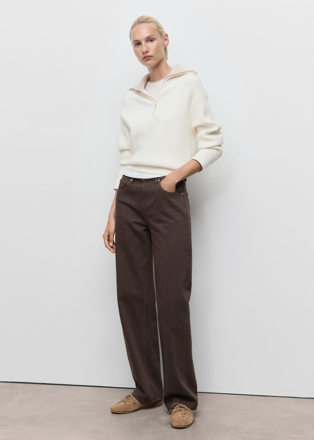 Mango Jean Miami Droit Taille Normale Chocolat - Femme - 46 - In Brown