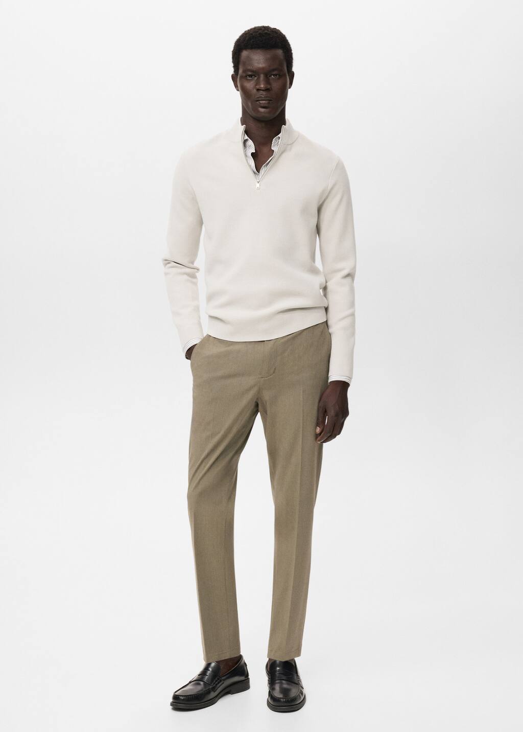 Mango Man Stretch Fabric Slim-fit Trousers Khaki In Brown