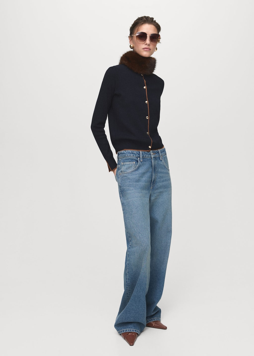 Mango Cardigan Bleu Marine Foncé - Femme - L -  In Black