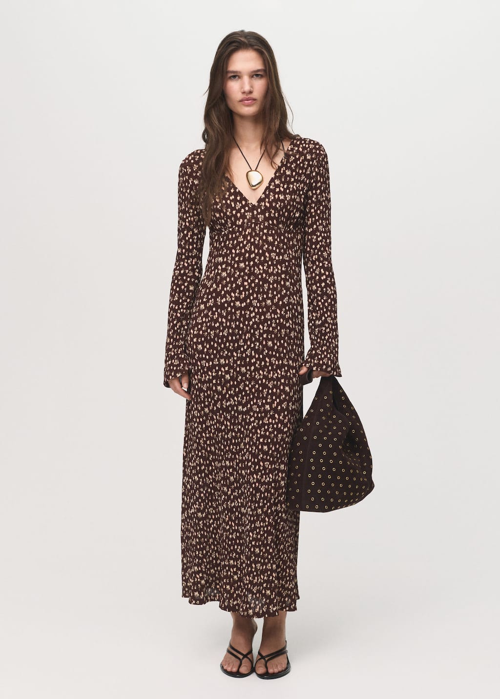 Printed V-neck dress