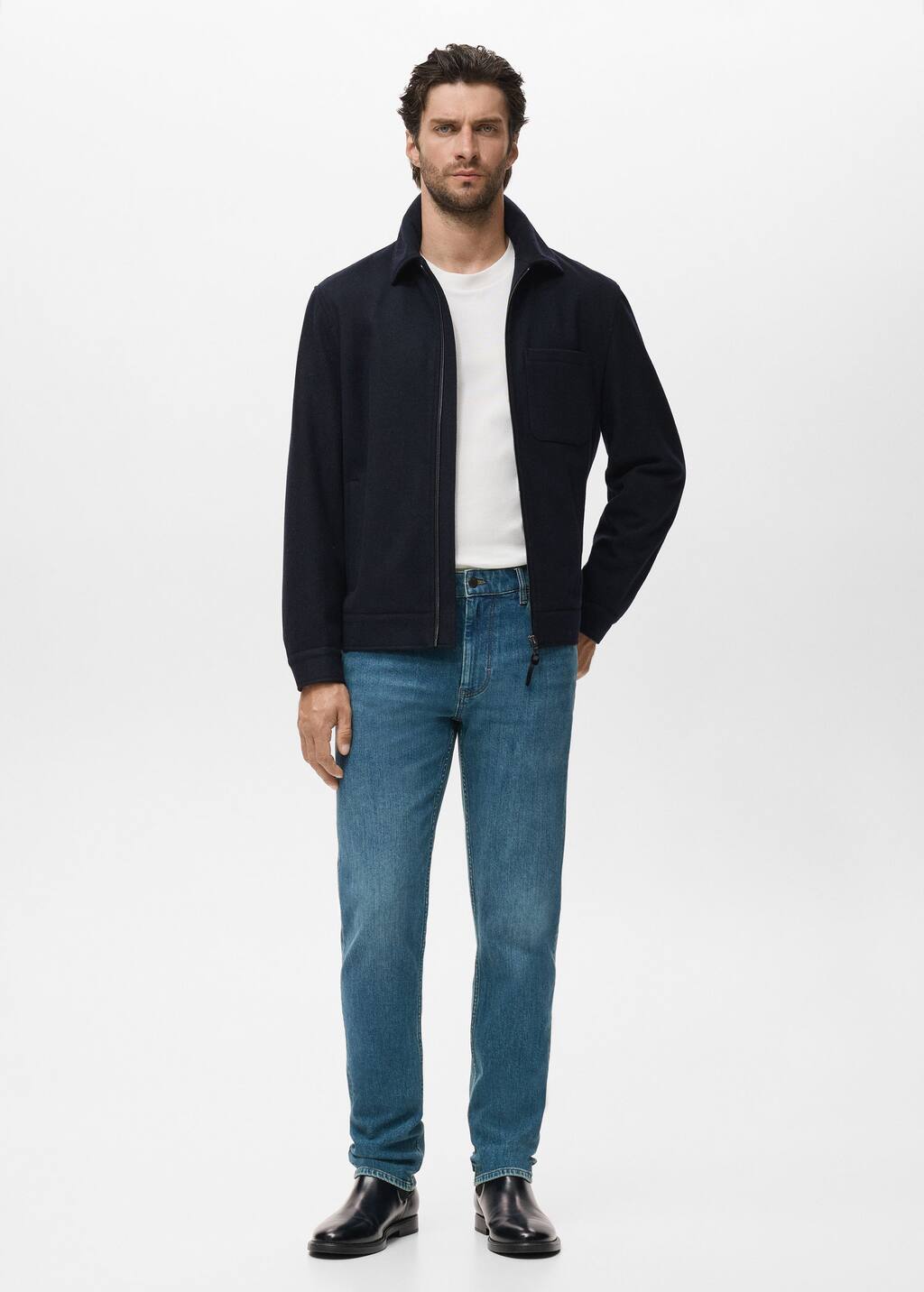 Mango Man Slim Fit Ultra Soft Touch Patrick Jeans Mint Green In Green