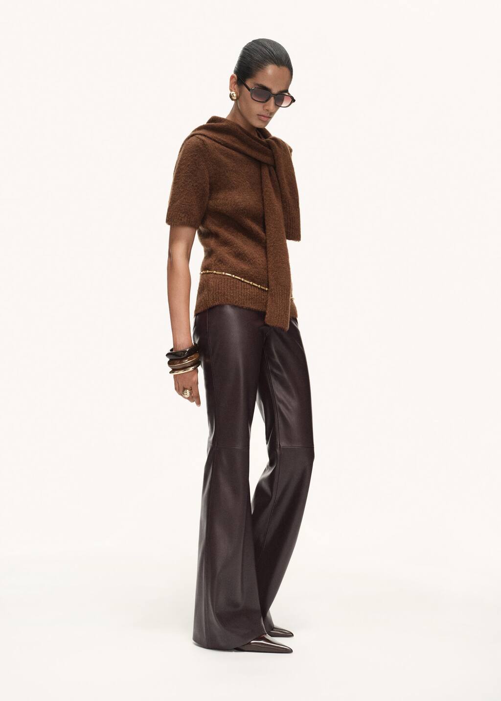 Mango Leather-effect Skinny Trousers Chocolate In Brown