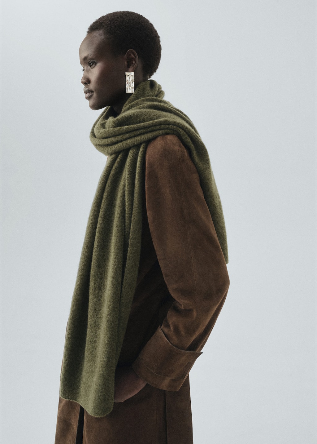 Mango 100% Cashmere Scarf Medium Green