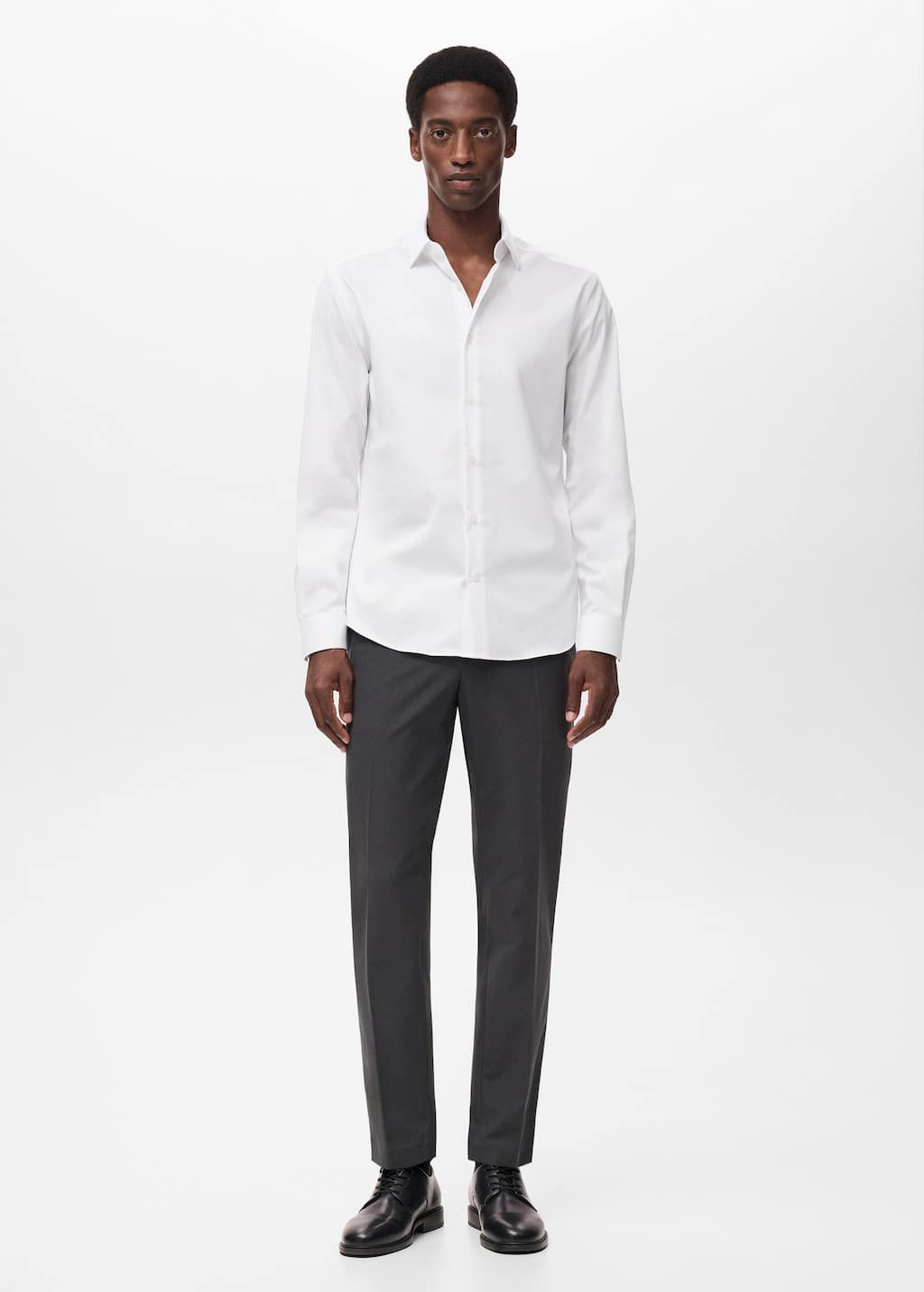 Mango Man Comfort Stretch Non-iron Shirt White In Multi