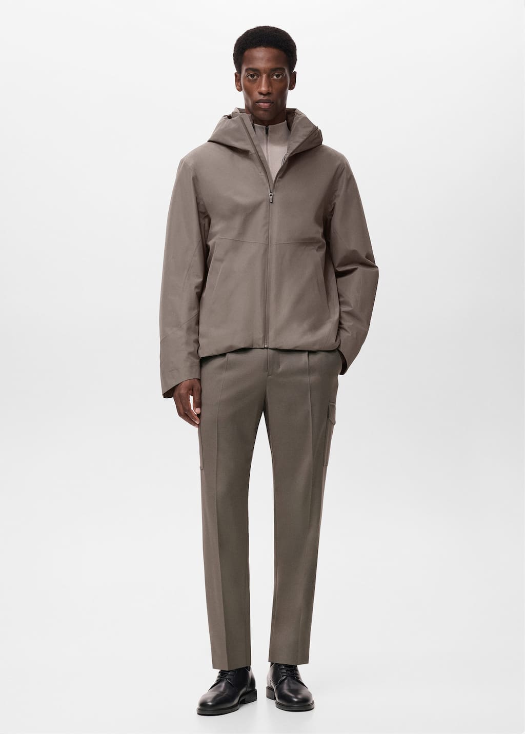Mango Man Cargo Slim Fit Pants Thermolite Medium Brown In Gray