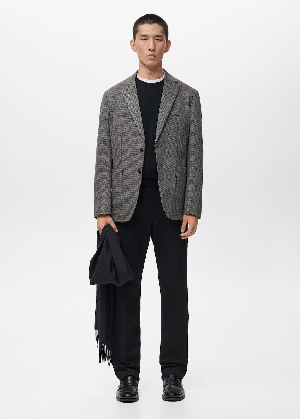 Mango Man Slim Fit Microstructure Blazer Medium Heather Grey In Gray