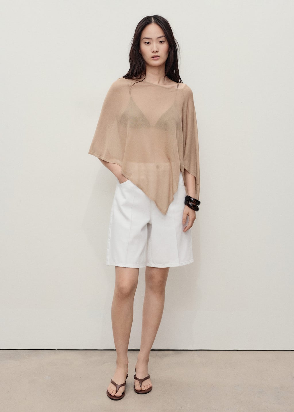 Mango Straight-fit High-waist Bermuda Shorts White In White