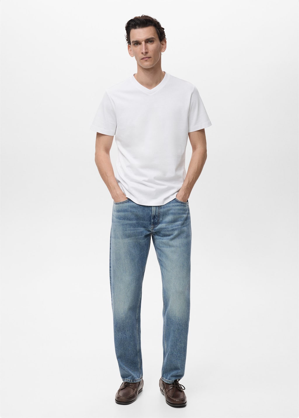 Mango Man T-shirt Col En V Blanc - Homme - Xxl -