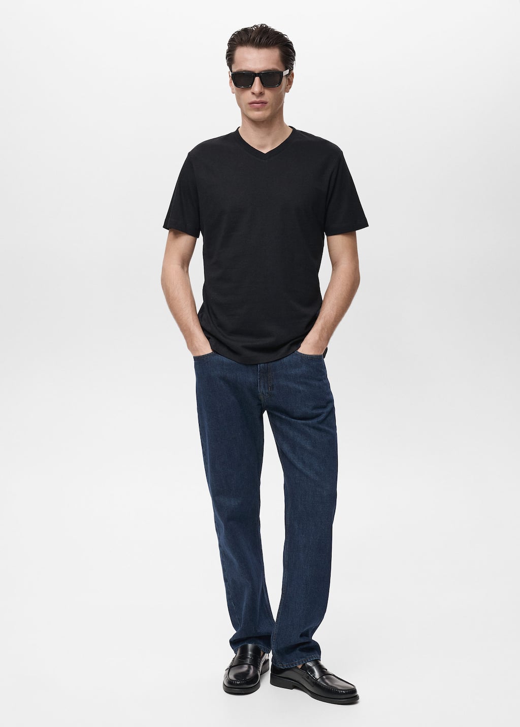 Mango Man T-shirt Col En V Noir - Homme - Xxl -