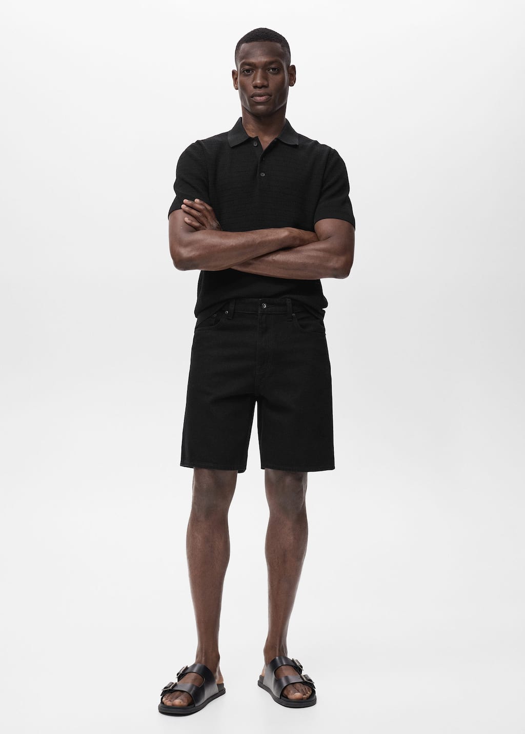 Mango Man Regular-fit Denim Shorts Black Denim