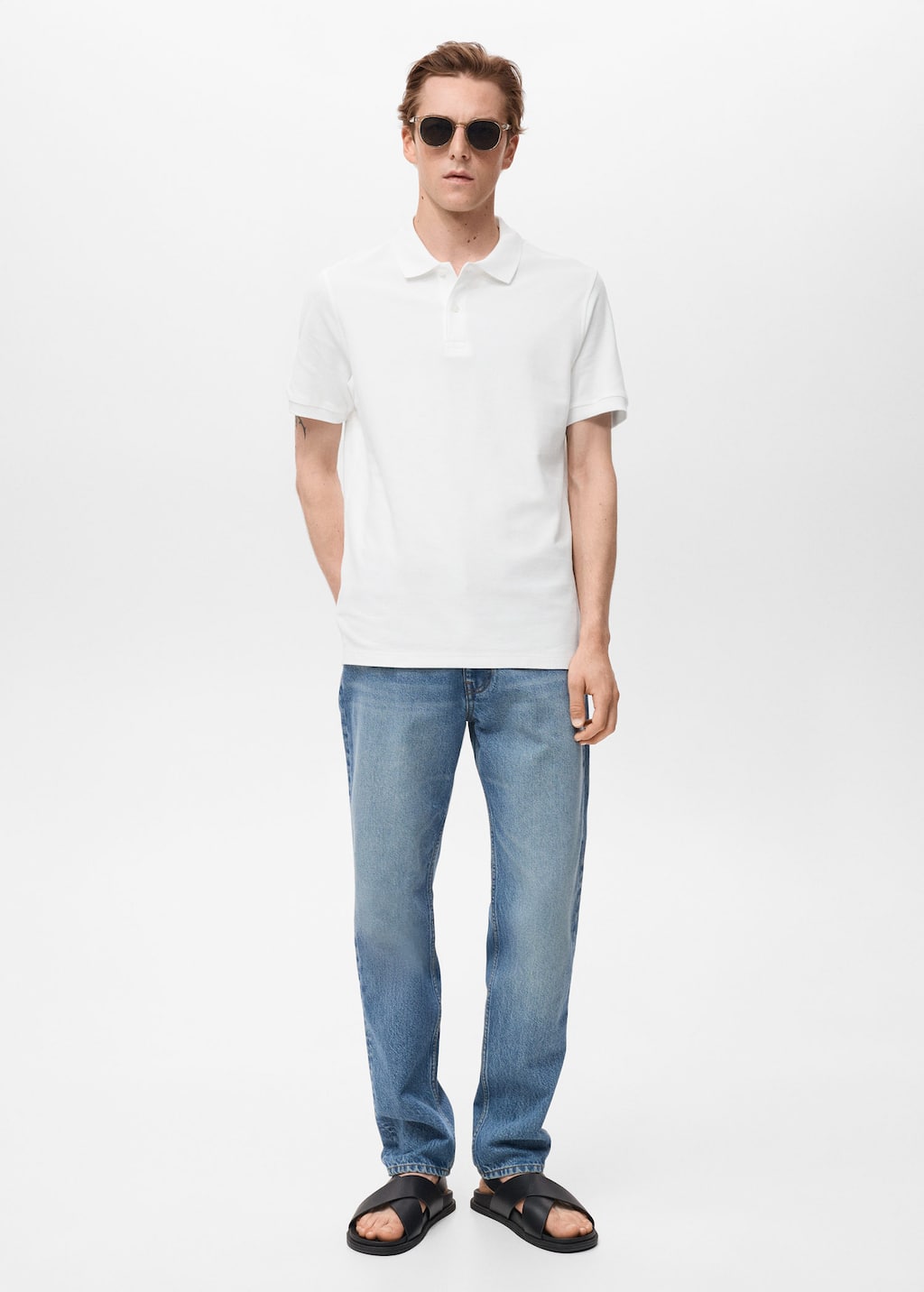 Mango Man Polo Regular-fit Piqué Coton Blanc - Homme - Xxl -