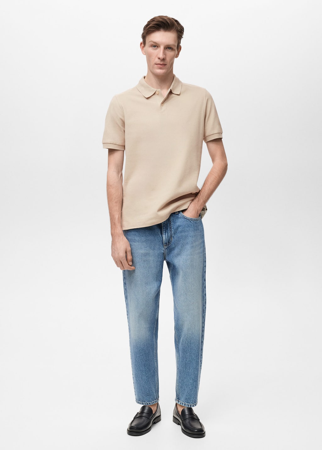 Mango Man Polo Regular-fit Piqué Coton Écru - Homme - Xxl -