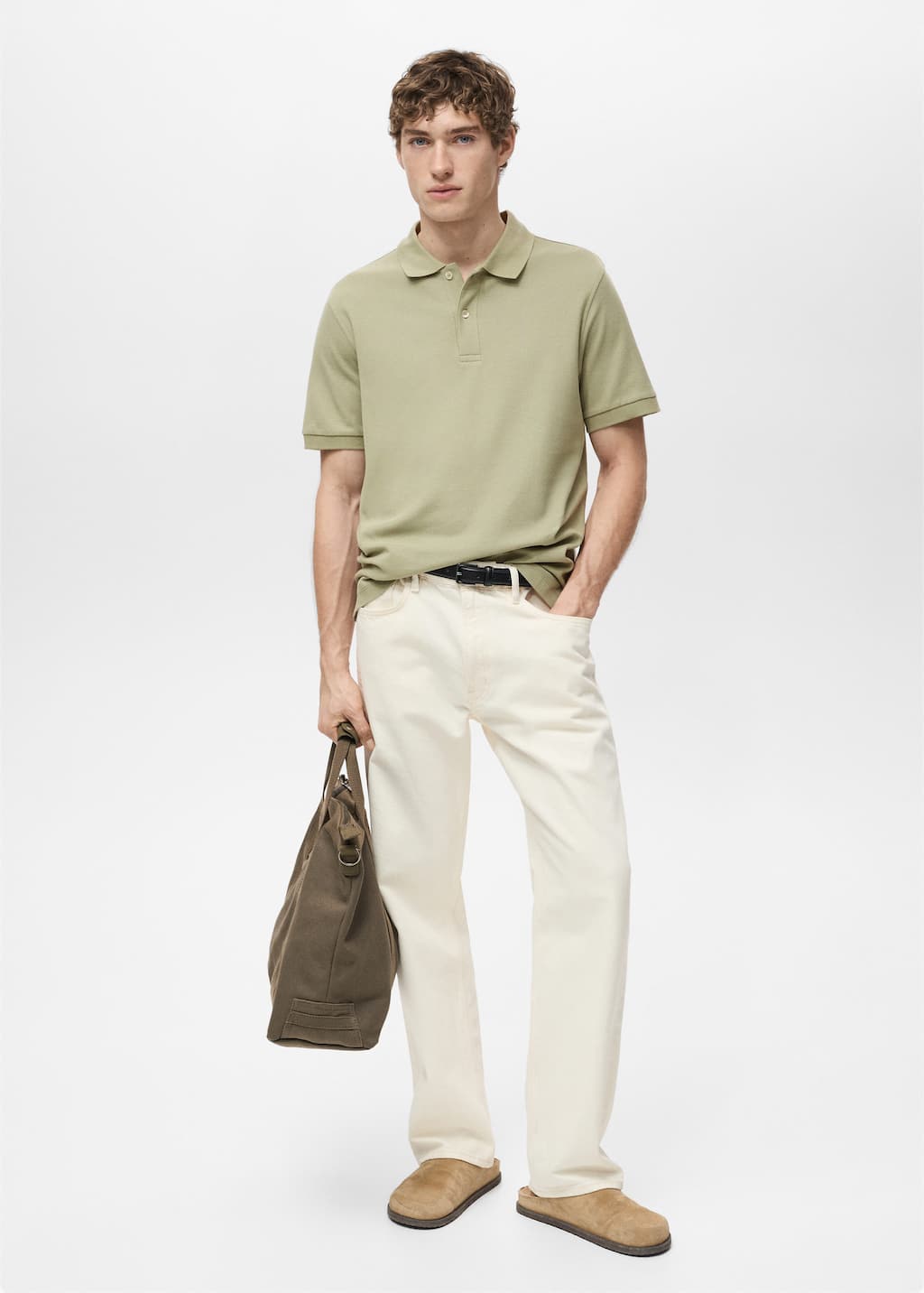 Mango Man Regular-fit Cotton Piqué Polo Shirt Khaki
