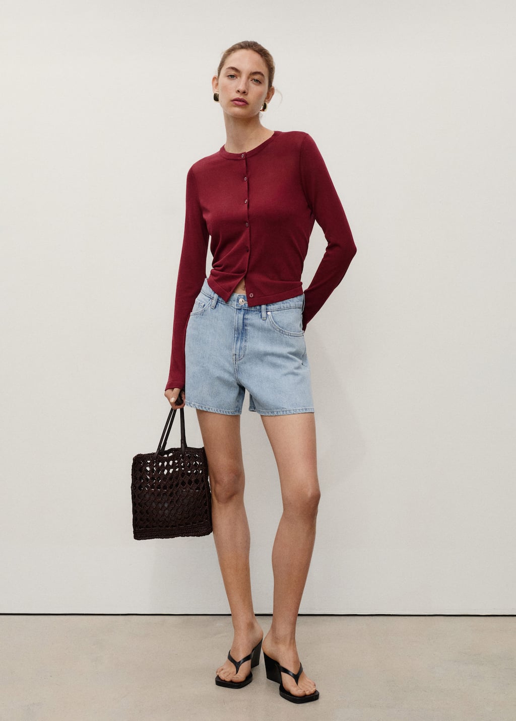 Mango High-rise Denim Shorts Light Blue