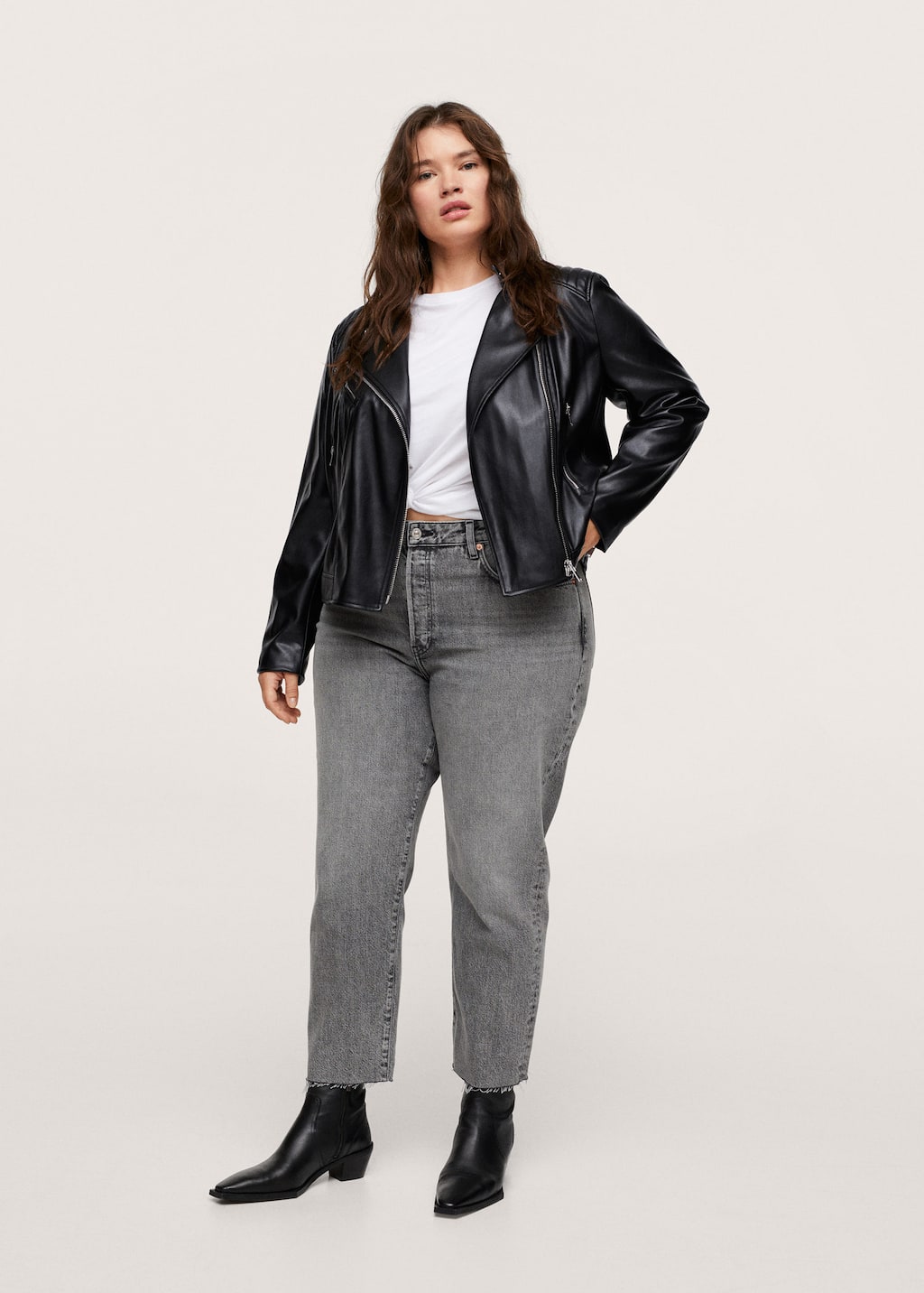 mango zipped biker jacket