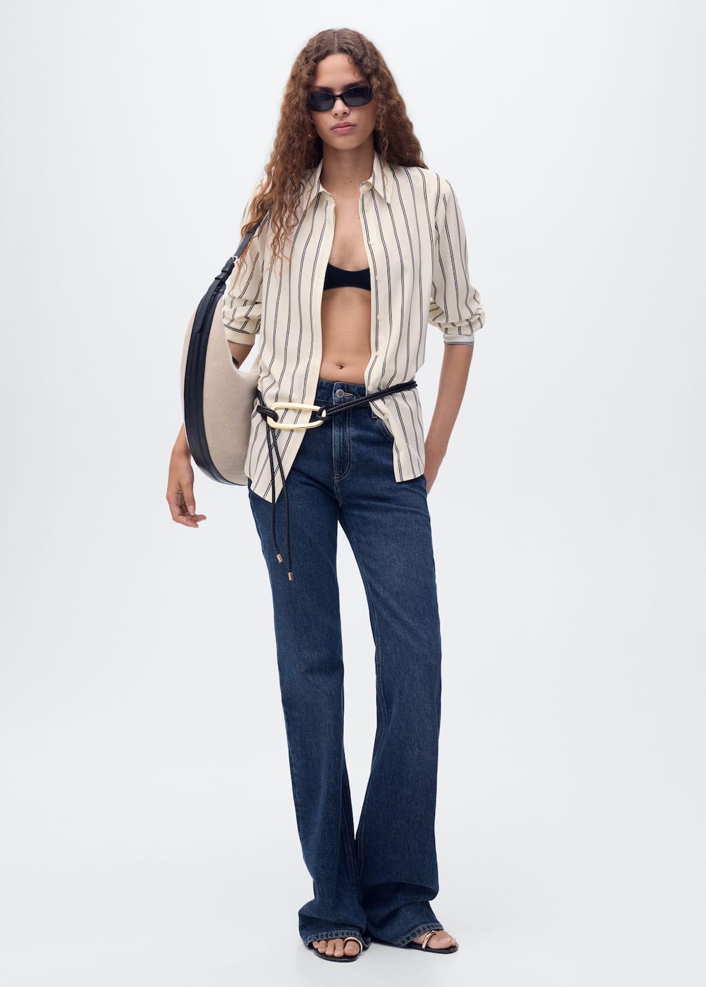 Mango Long Sleeve Printed Shirt In Neutral