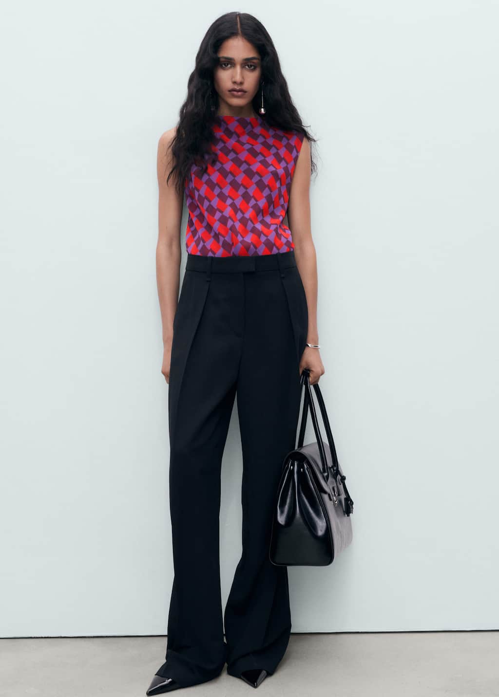 Mango Blouse Imprimée Col Drapé Violet - Femme - S -  In Purple