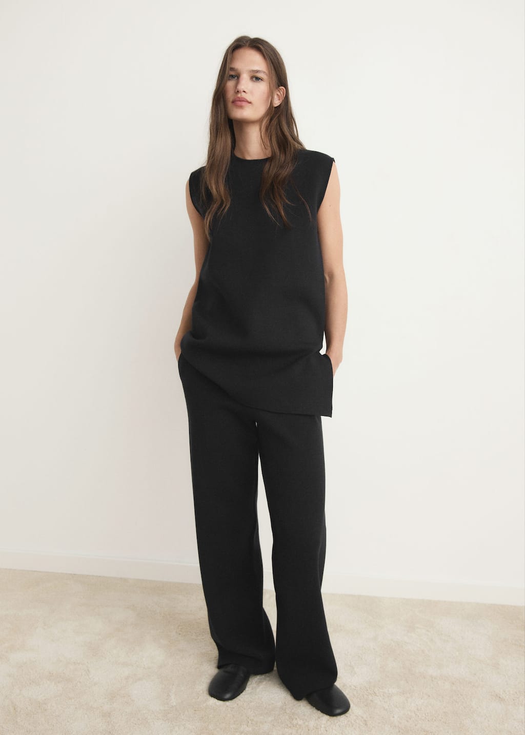 Mango Milano Fabric Pyjama Top Black In Black