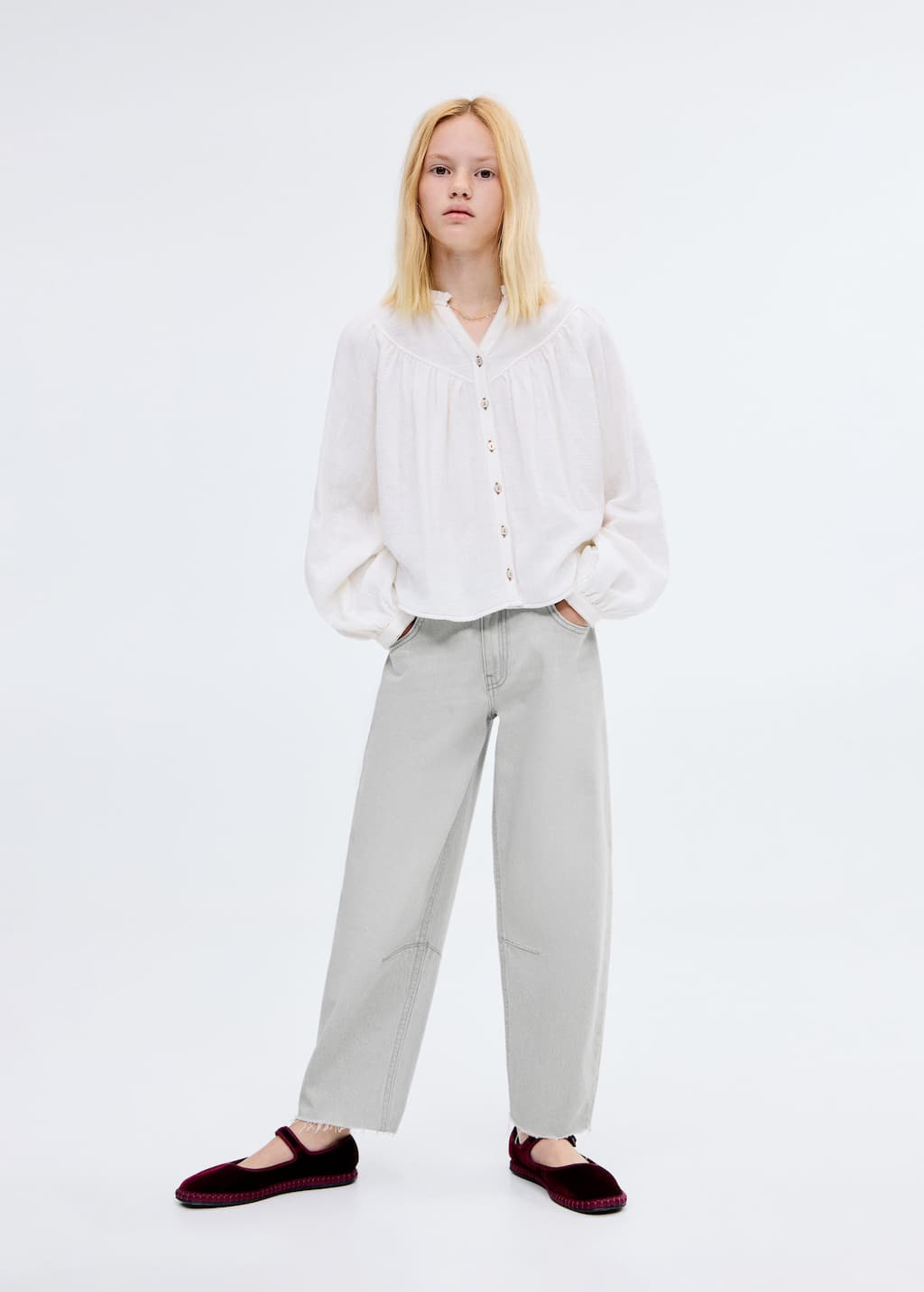 Mango Jean Balloon Taille Normale Gris Denim - Enfants - 8 - Kids In White