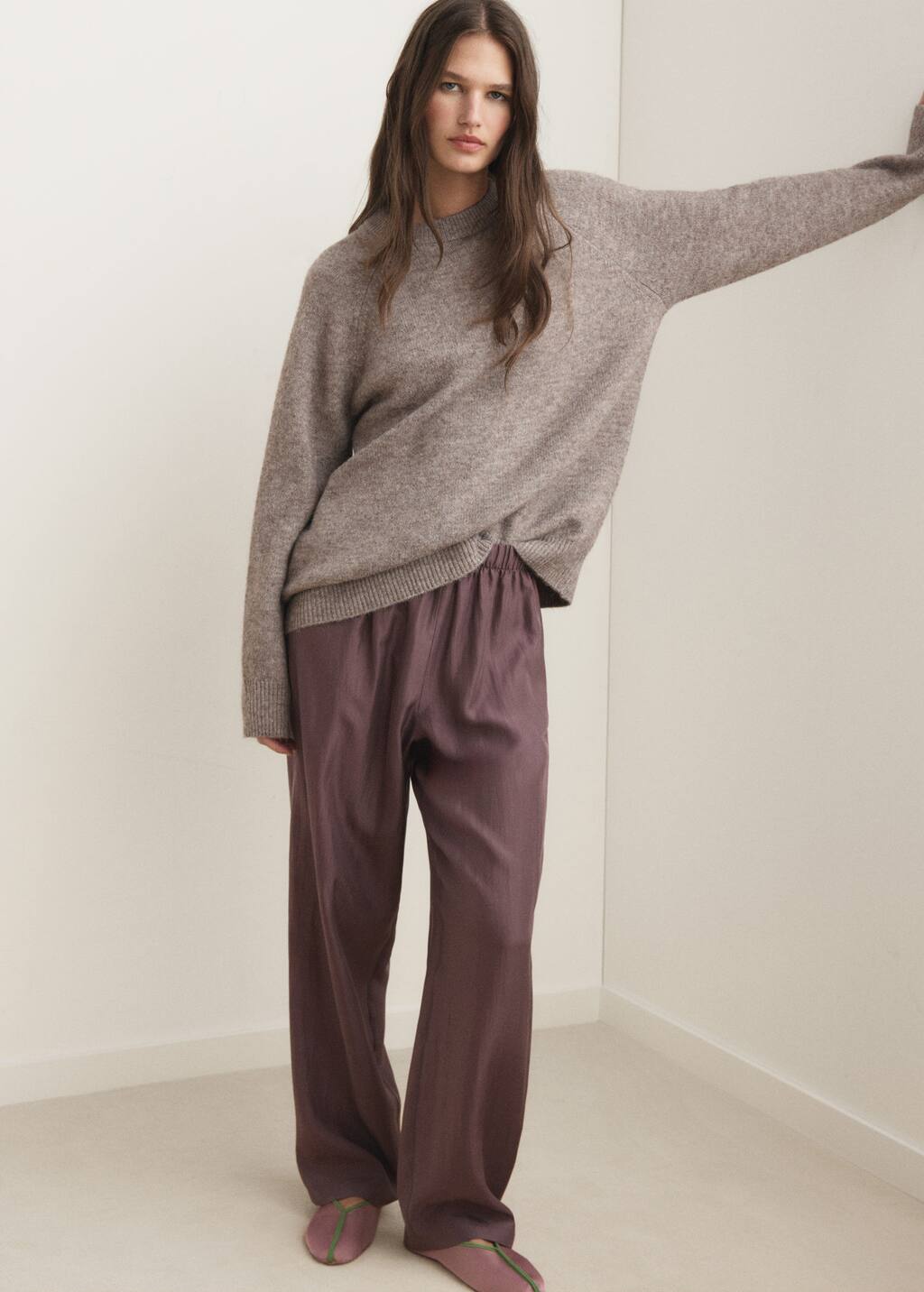 Mango Pull-over Maille Col Rond Cognac - Femme - L - In Brown