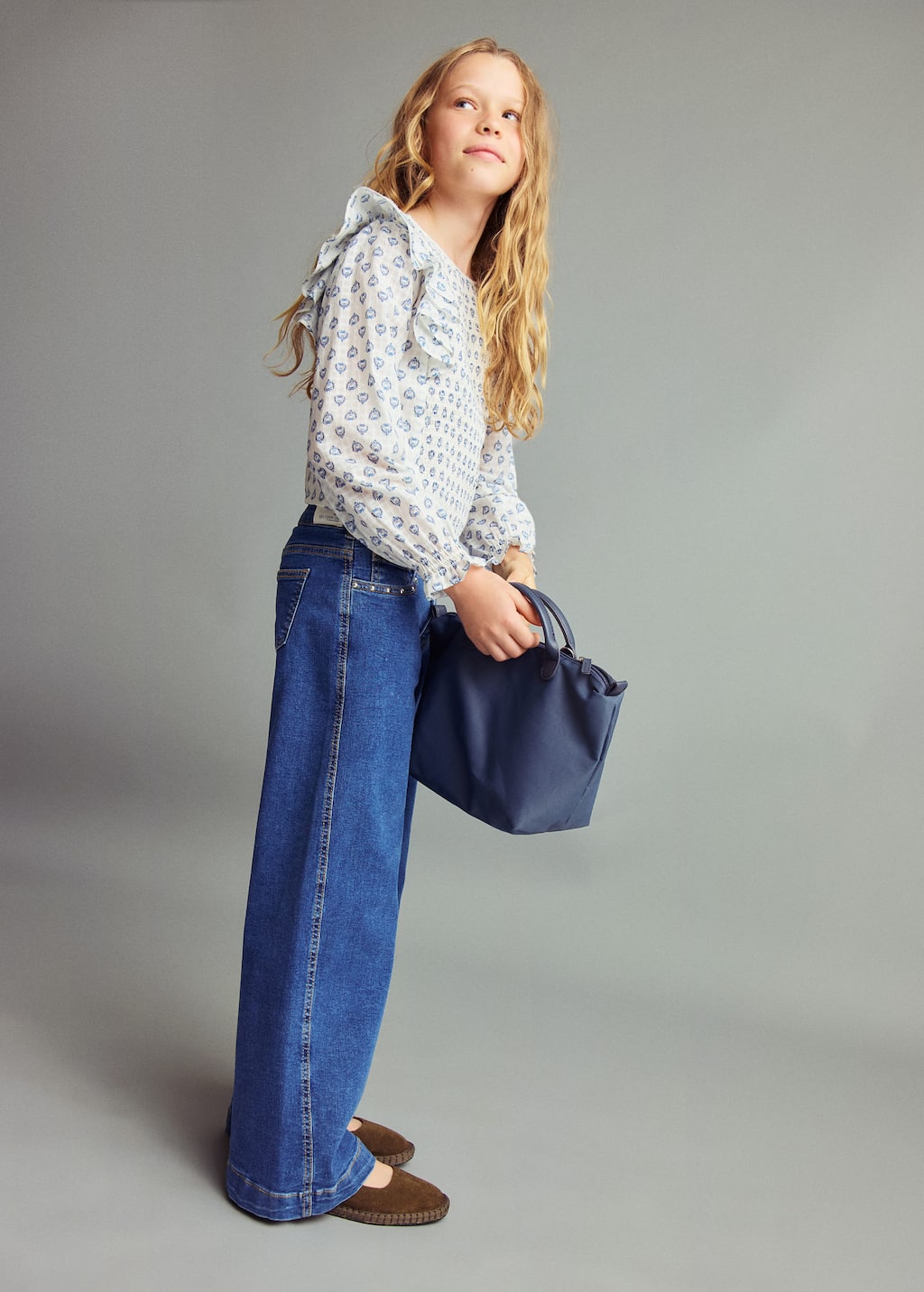 Mango Ruffles Printed Blouse Ecru In White