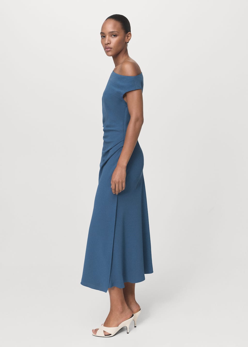 Mango Asymmetrical Midi-dress Blue In Green
