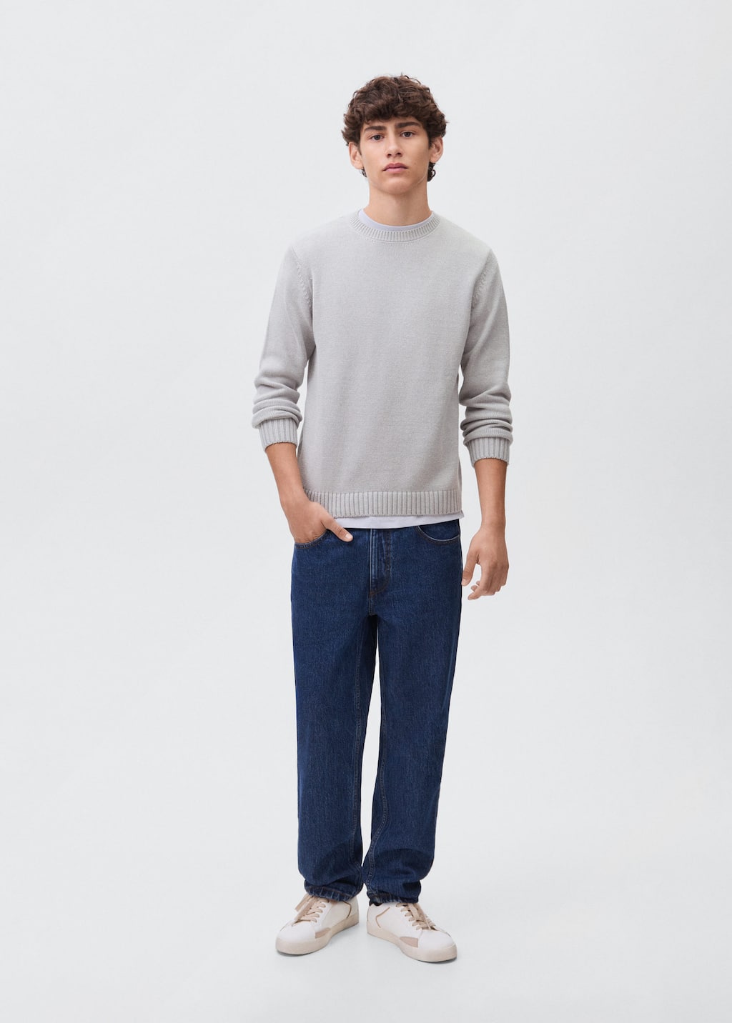 Mango Teen Pull-over Basique Coton Gris - Garçon - Xxs -  In Gray