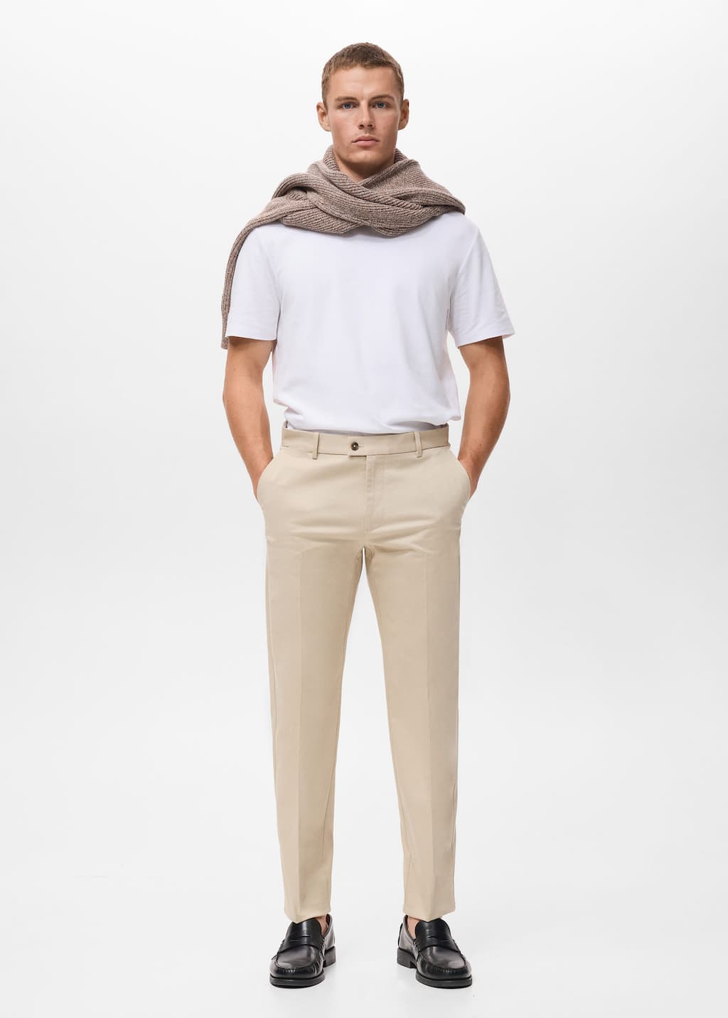 Mango Man Regular-fit Cotton Trousers Ecru In Neutral