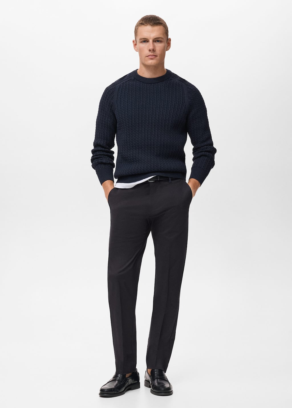 Mango Man Regular-fit Cotton Trousers Black In Black