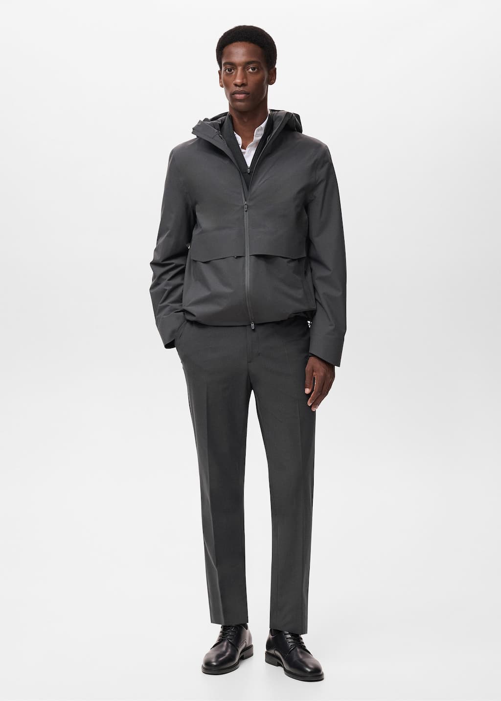 Mango Man Slim-fit Thermoregulating Trousers Dark Green In Gray