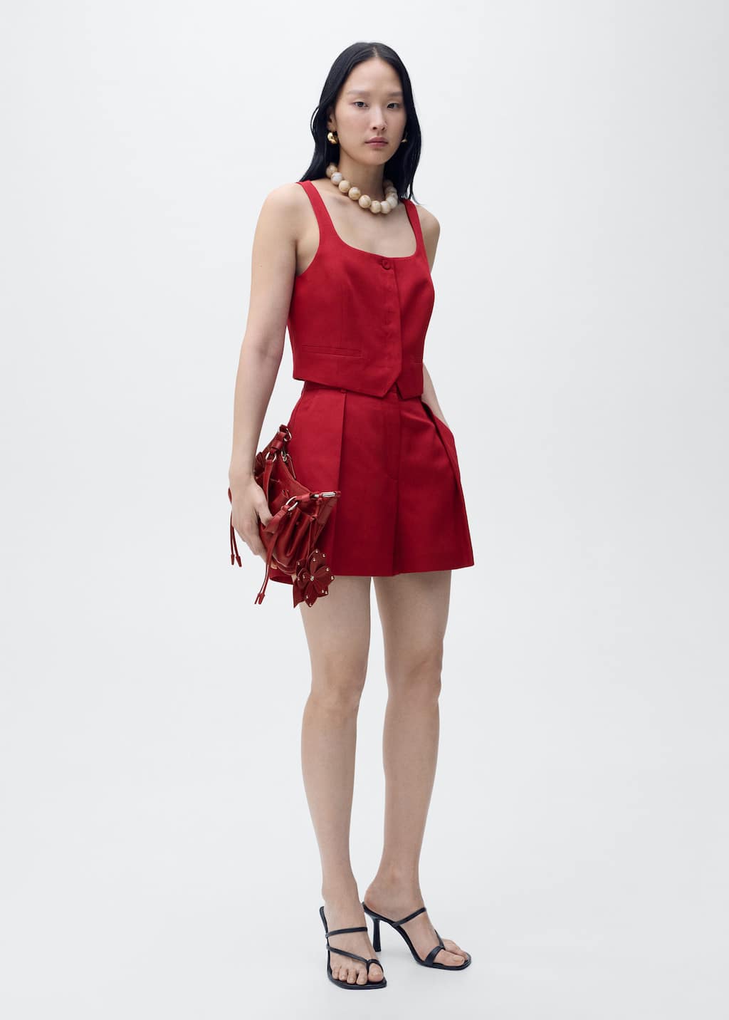Mango Linen-blend Suit Vest In Red