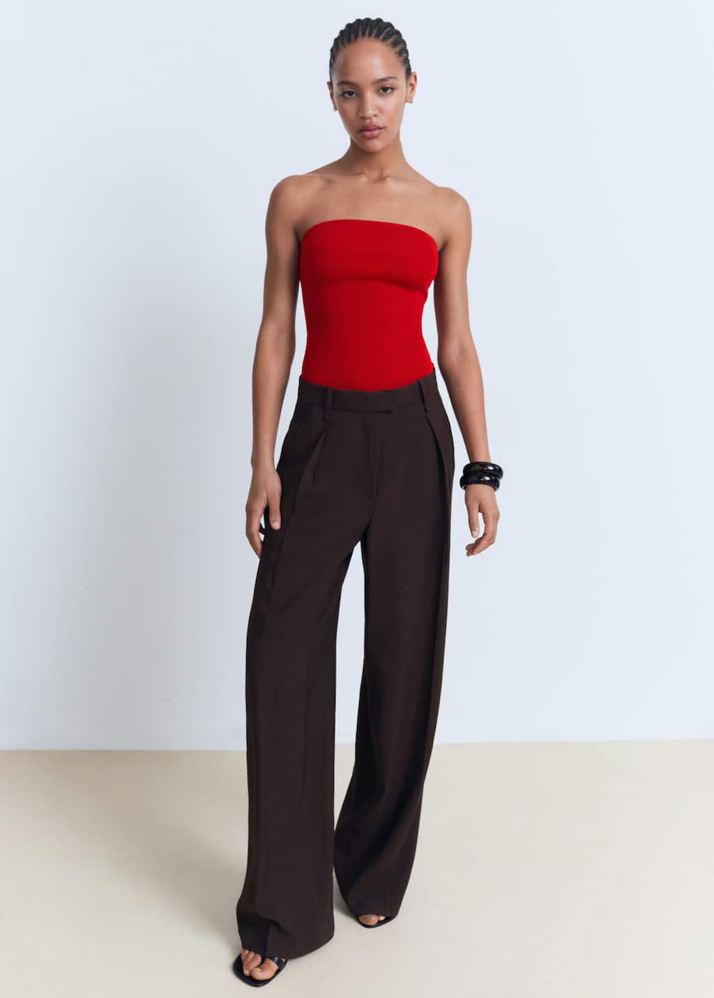 Mango Strapless Fitted Top Red In Red