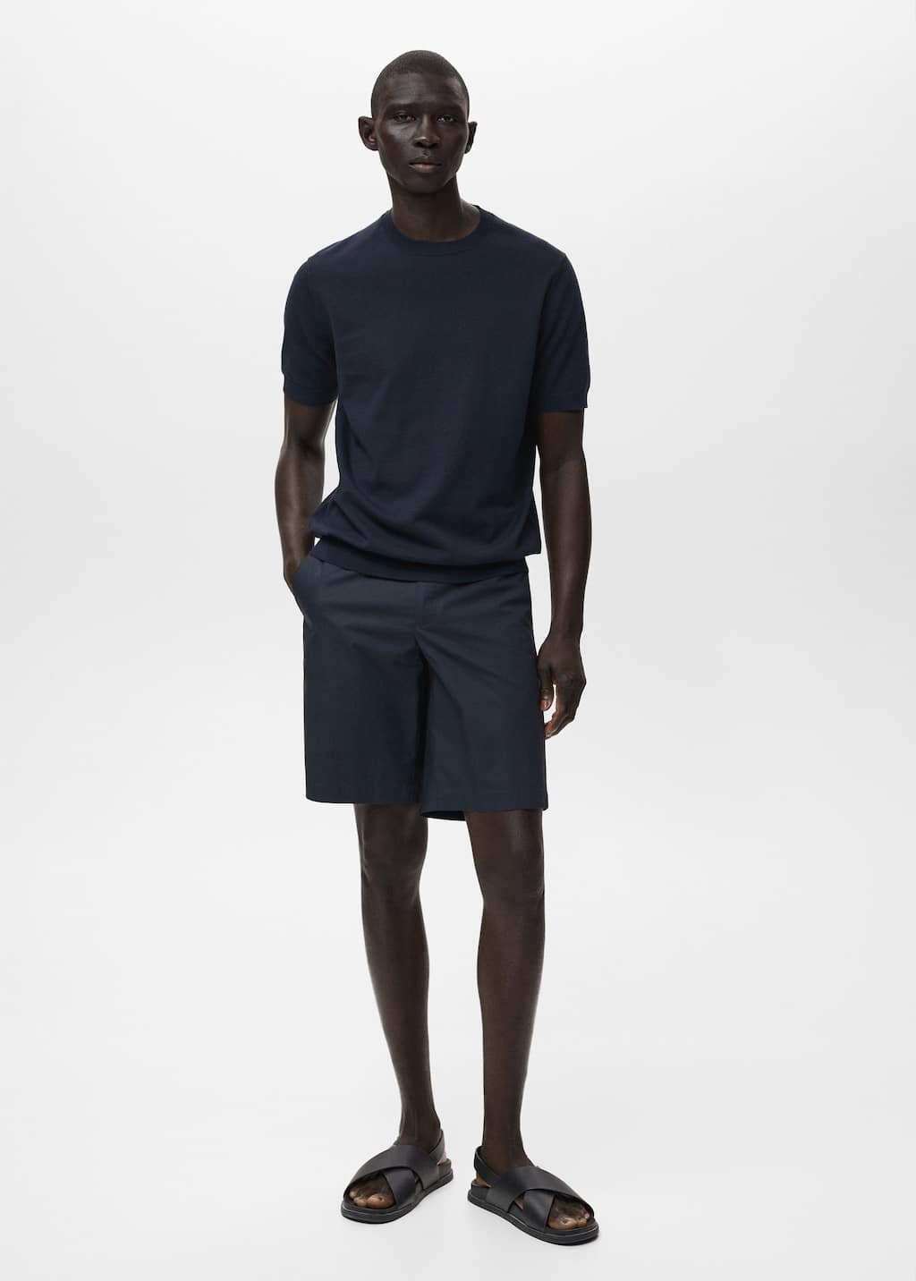 Mango Man T-shirt Maille Fine Coton Bleu Nuit - Homme - Xxl -
