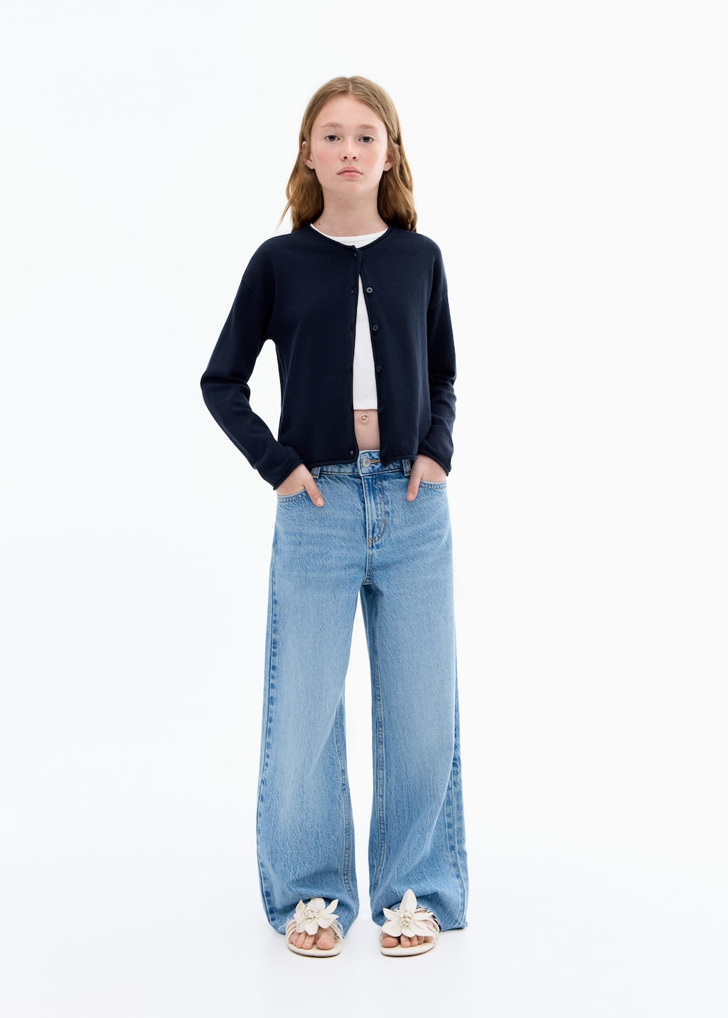 Mango Long Sleeves Knit Cardigan Navy In Black
