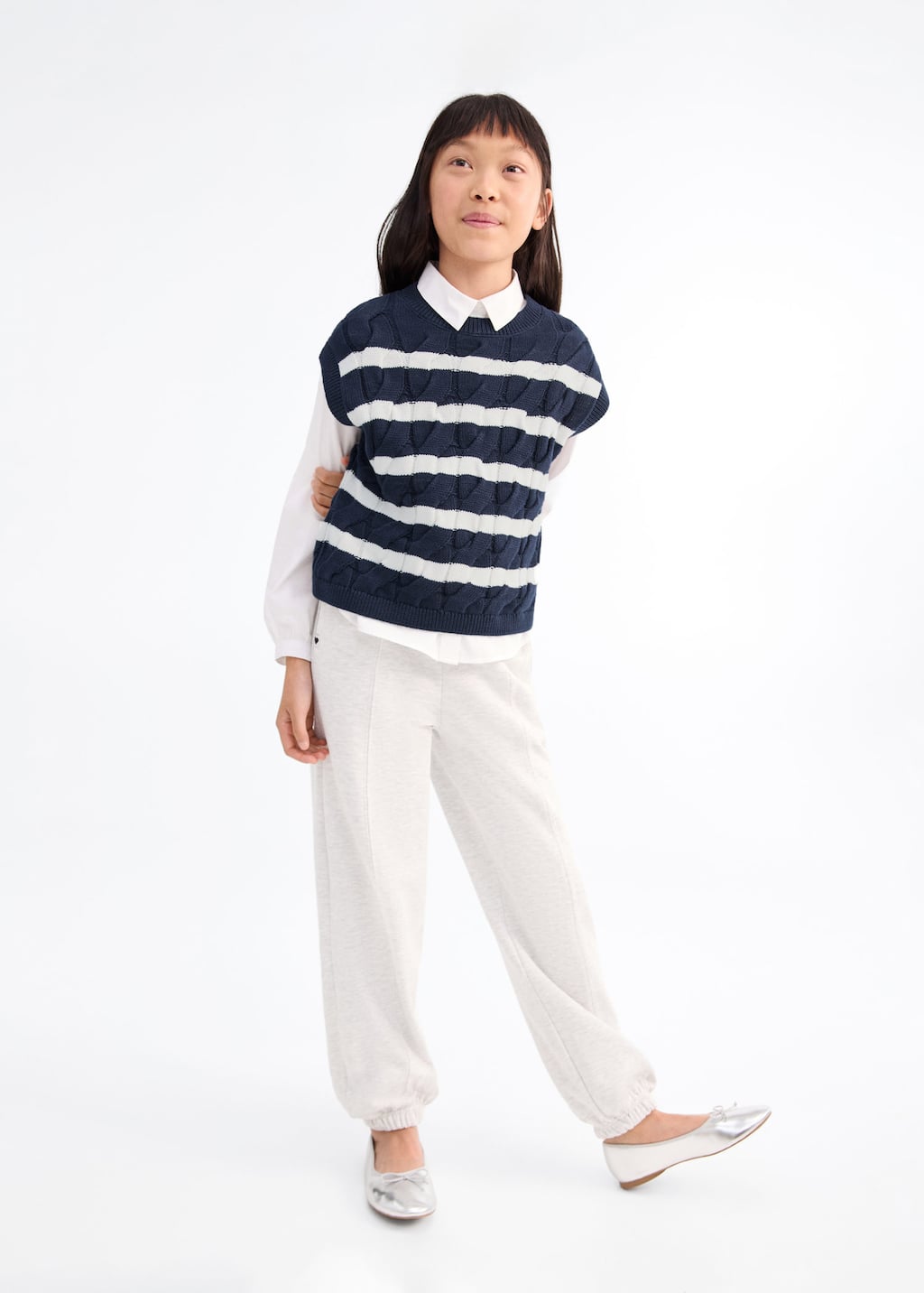 Mango Braided-knit Gilet Navy In Blue