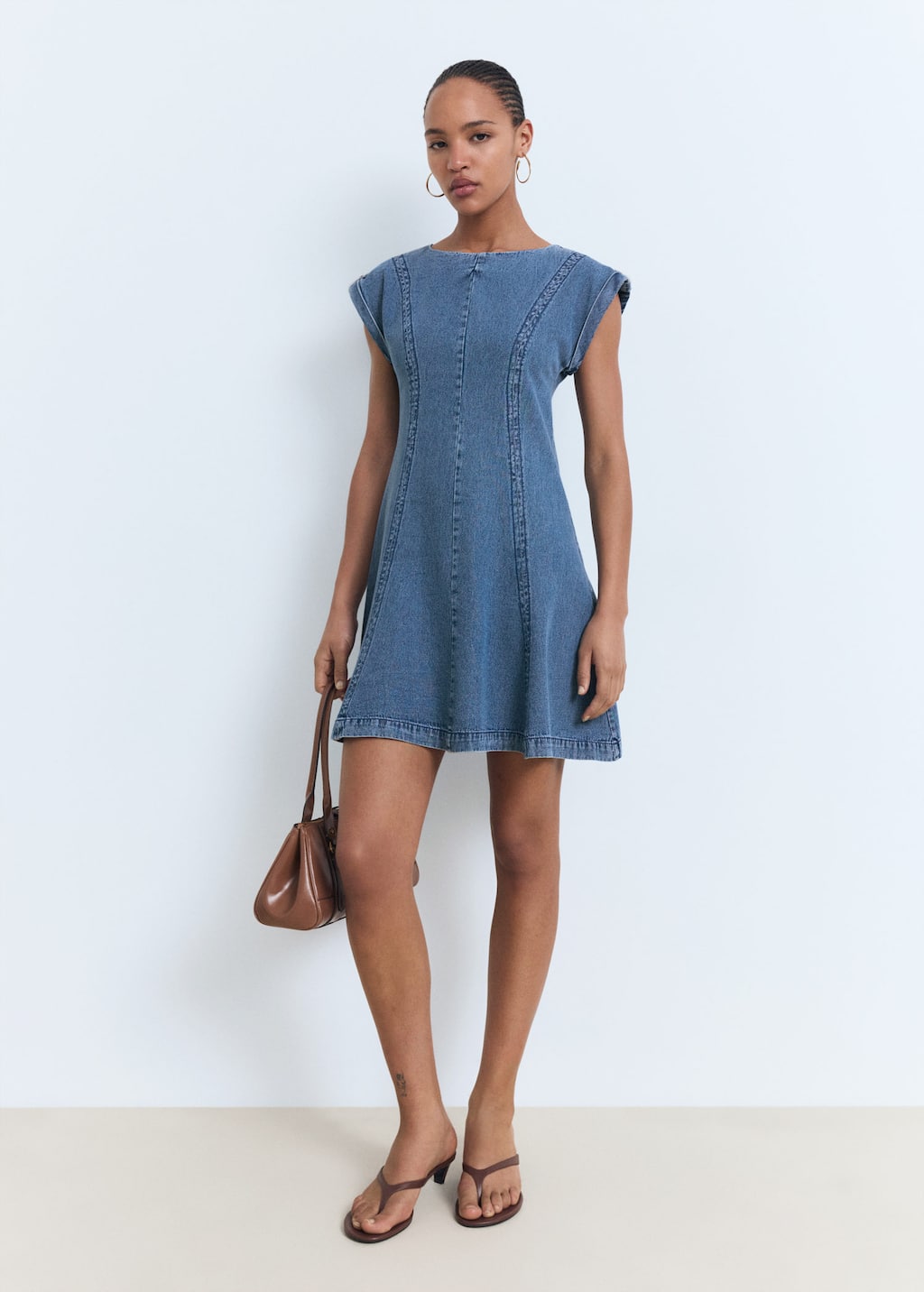 Denim dress with seam detail