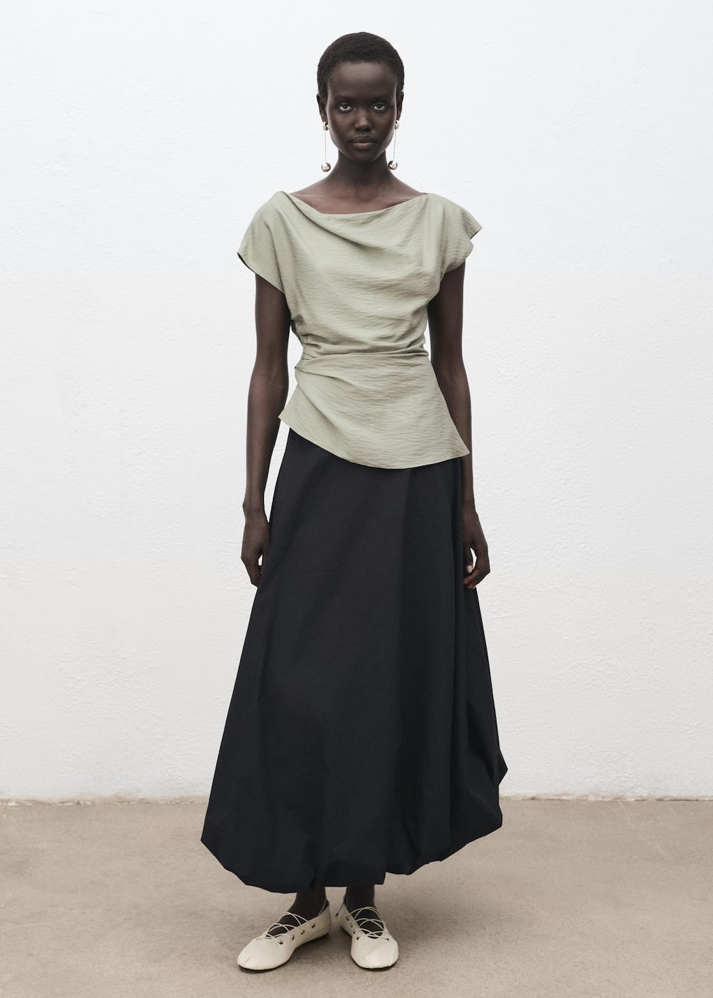 Mango Modal Blouse With An Asymmetric Neckline In Green
