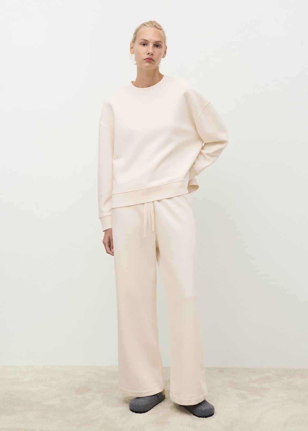 Mango Fluid Cotton Sweatshirt Vanilla In Neutral