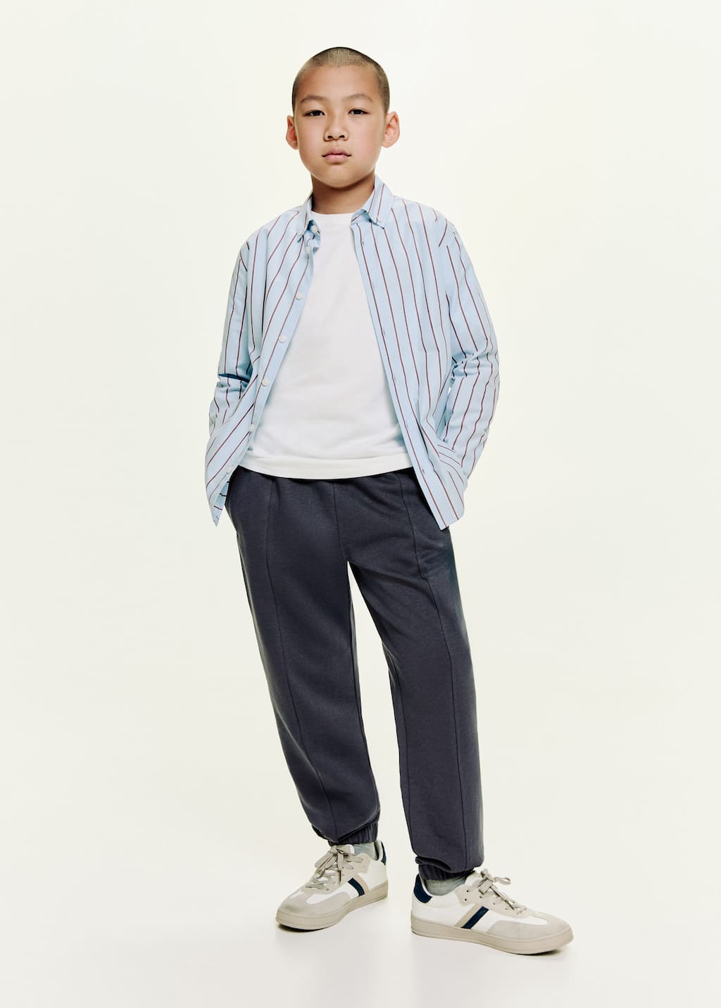 Mango Cotton Joggers With Elastic Waist Dark Grey In Blue