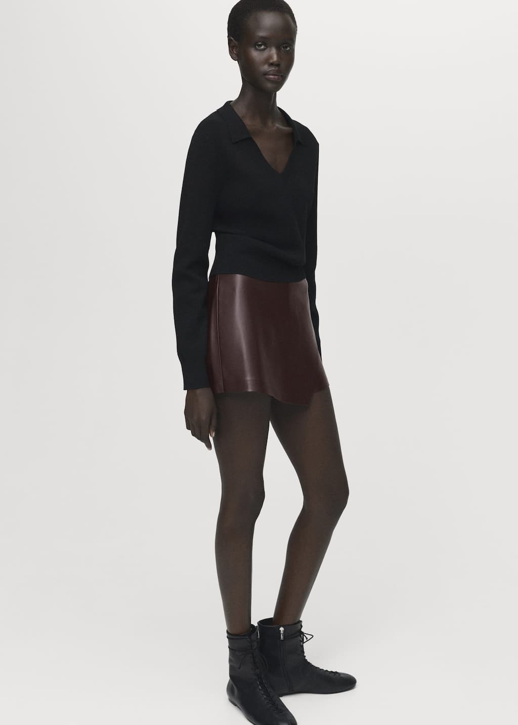 Mango Leather-effect Culottes Chocolate In Brown