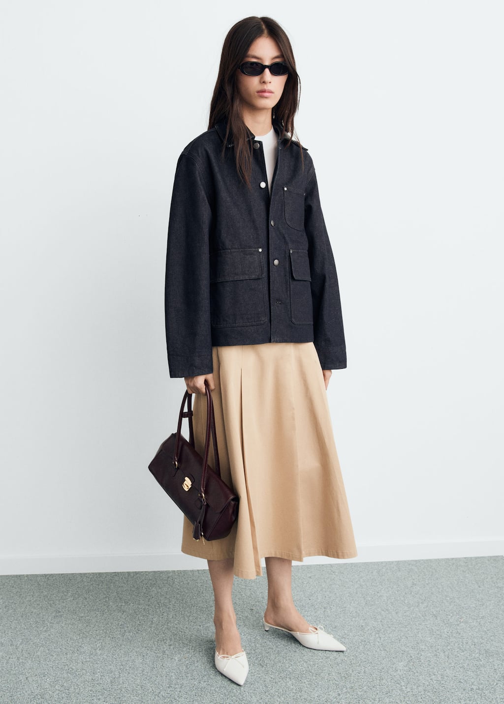 Mango Veste En Jean Col En Similicuir Bleu - Femme - S -  In Blue